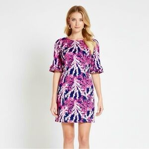Lilly Pulitzer Fiesta Stretch Dress Size 00 Nautical Pink Navy Print